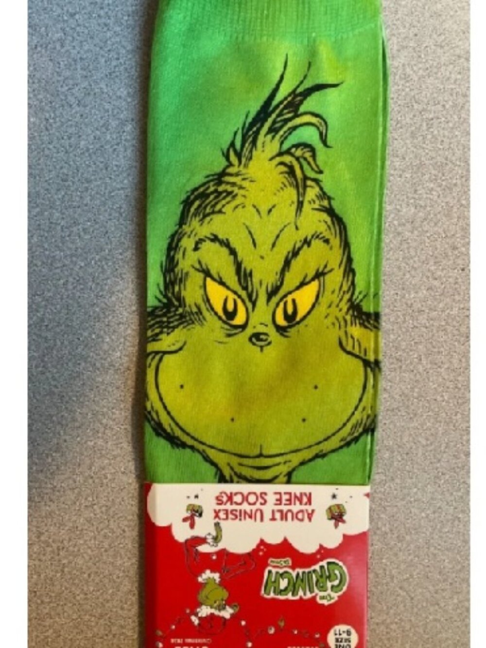 Grinch Knee Socks Dr. Seuss Unisex Christmas 2024 Holiday Size 9-11